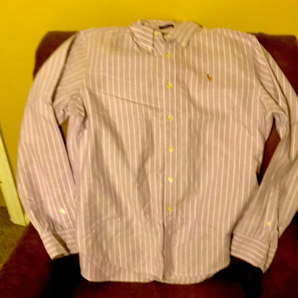 POLO CLASSIC FIT BUTTON UP LONG SLEEVE SHIRT BOY L LARGE ( 14 )